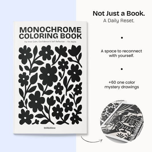 Libro da colorare monocolore per ritrovare la calma interiore e riflettere su se stessi
