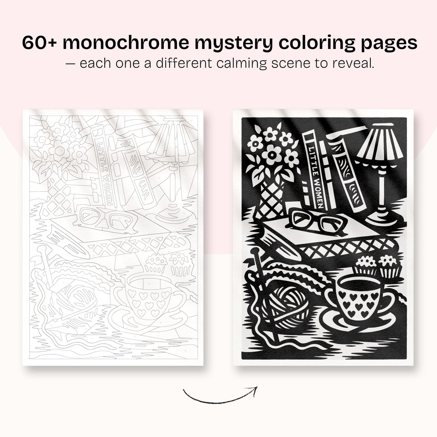 Libro da colorare monocolore per ritrovare la calma interiore e riflettere su se stessi