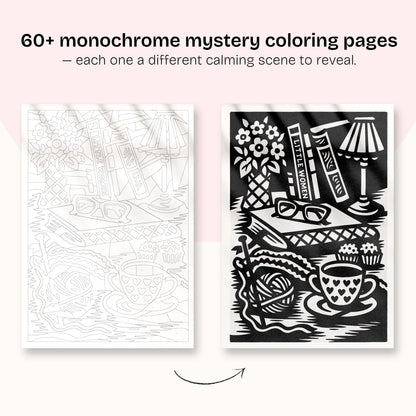 Libro da colorare monocolore per ritrovare la calma interiore e riflettere su se stessi