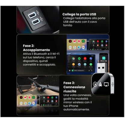 Adattatore wireless 3-in-1 CarPlay (Apple/Android)