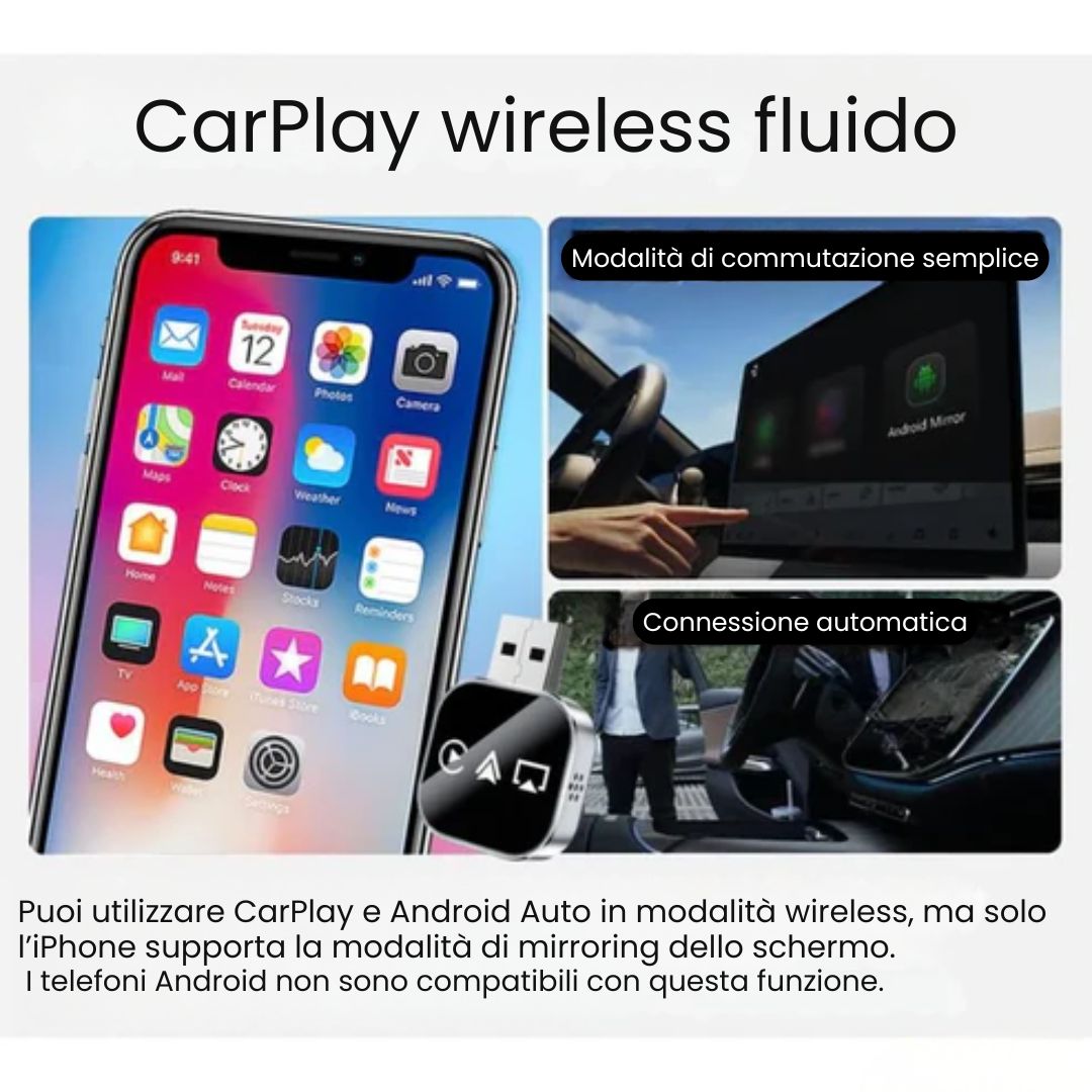 Adattatore wireless 3-in-1 CarPlay (Apple/Android)