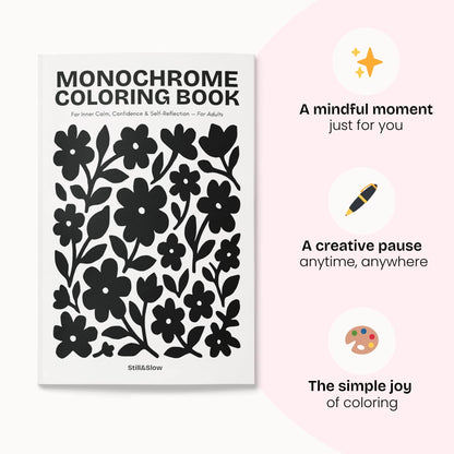 Libro da colorare monocolore per ritrovare la calma interiore e riflettere su se stessi
