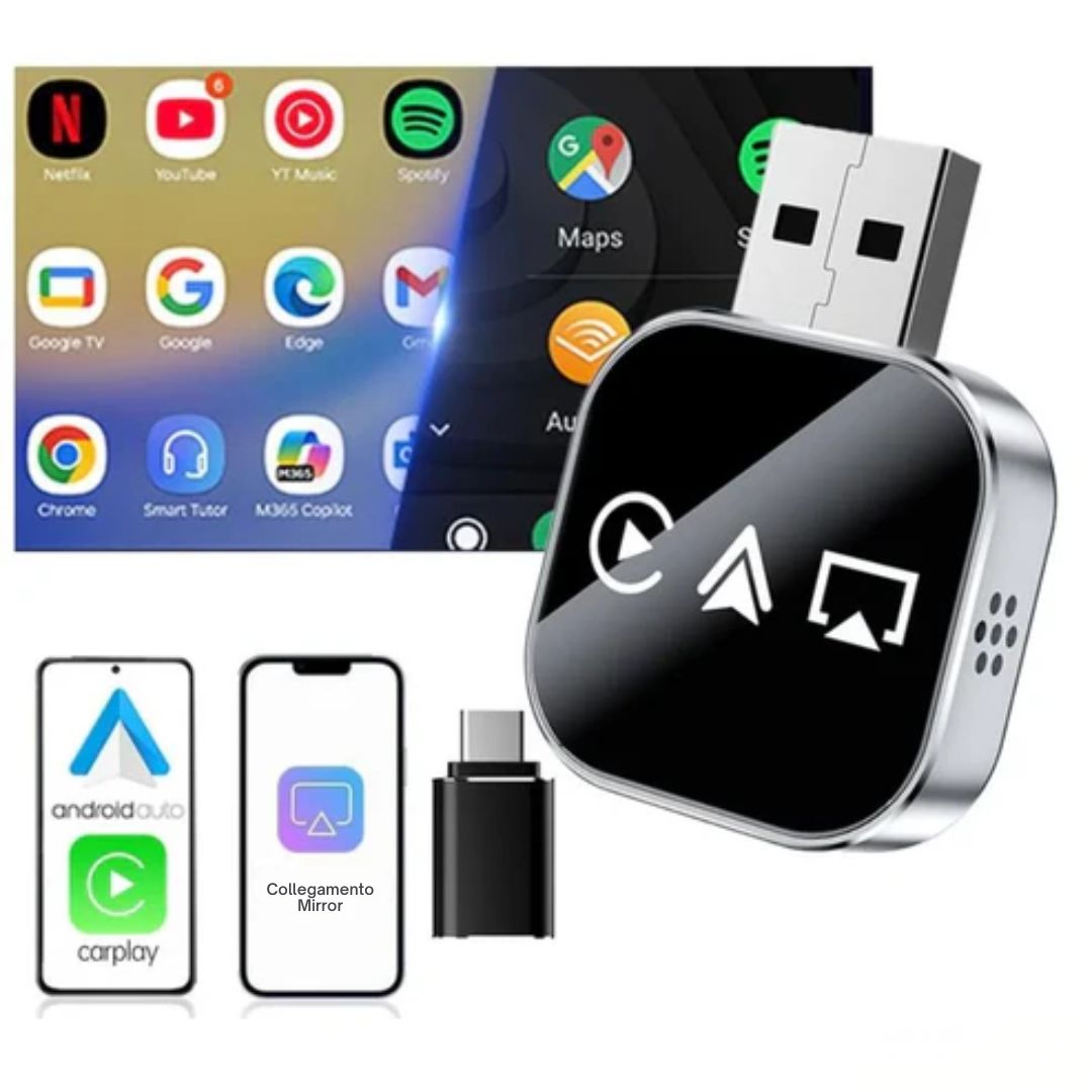 Adattatore wireless 3-in-1 CarPlay (Apple/Android)
